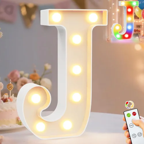 Miniatura 56 de Pooqla Letras con luces LED de marquesina, letras decorativas iluminadas en blanco cálido y blanco frío, letras del alfabeto iluminadas para niños