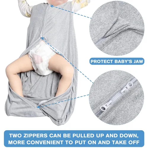 Miniatura 3 de BSTOPPT - Paquete de 3 sacos de dormir para bebés de 0 a 6 meses, 100 % rayón y algodón, con cierre de 2 vías, cómodos, elásticos y delgados. TOG