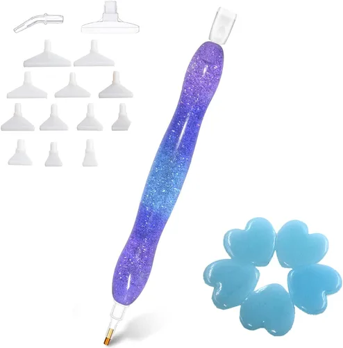 Miniatura 11 de Kit de herramientas y accesorios de pintura de arte de diamante con bolígrafo de cuentas perforadas para adultos, puntas de lápiz estilo perforador