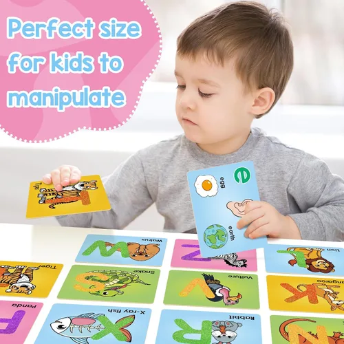 Miniatura 5 de Broytain Tarjetas de letras de papel de lija para niños pequeños de 3 años, juegos de palabras, juguetes de terapia del habla para 3, 4, 5