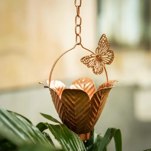 Miniatura 7 de Topadorn Cadena de lluvia de metal para decoración de 8.7 pies, canal de cadena de metal de 105 pulgadas para aleros de casa, jardín y hogar