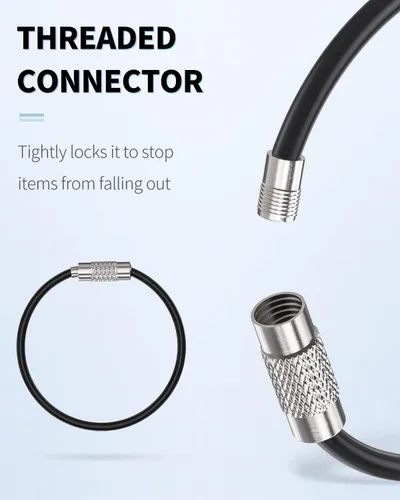 Miniatura 5 de Uniclife 4 Inch Wire Keychain Cable Large Stainless Steel Key Ring Loop Holder for Luggage Tag Keeper for Travel
