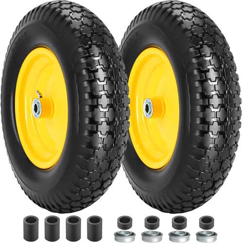 Miniatura 9 de Neumático y rueda sólidos para carretilla 4.80/4.00-8, neumático sin aire de 16" con cubo centrado de 3", rodamientos de 5/8" y 3/4", compatible