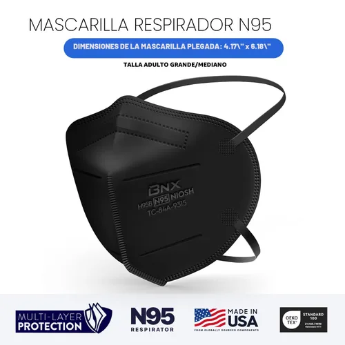 Miniatura 5 de AccuMed BNX N95 - Máscara facial protectora con certificado NIOSH fabricada en Estados Unidos