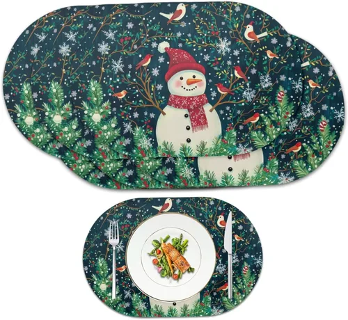 Miniatura 9 de Ghost Placemats Set of 2 Wipeable Faux Leather 12X18 Inch Waterproof Non-Slip Mats Spooky Table Decor Heat Resistant for Scary Dinner Party Fantasma