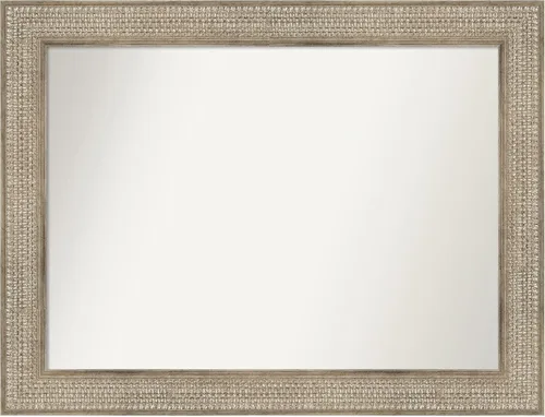 Miniatura 269 de Amanti Art Espejo de baño plateado para sobre fregadero, 26 x 26 pulgadas, espejo cuadrado de níquel pulido, marco de madera tradicional mediano, se