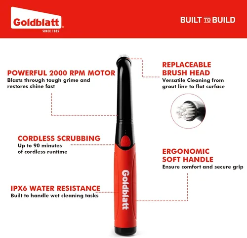 Miniatura 2 de Goldblatt Kit de limpieza eléctrica inalámbrica de 18 piezas, cepillo eléctrico de mano para baño, cocina, ducha, azulejos, lechada y superficies