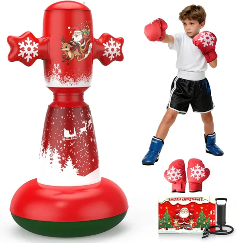 67 Inch Inflatable Punching Bag for Kids 3-12, Standing Boxing Set for Karate & Taekwondo Training, Stable Boxing Bag Active Toy for Boys & Girls