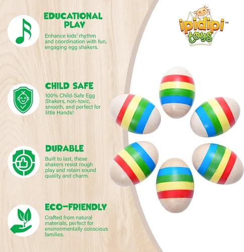 Miniatura 2 de IPIDIPI TOYS Maracas para huevos de Pascua para niños, paquete de 6 instrumentos musicales de madera para niños, juguete de sonido Montessori