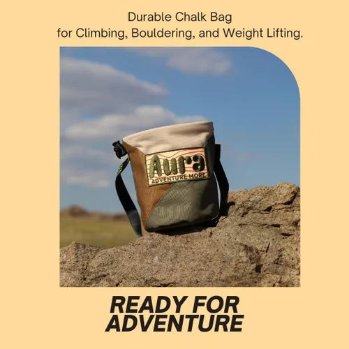 Miniatura 3 de Aura - Bolsa de tiza para escalada en roca, bolsa de tiza Bouldering con forro polar, cierre de cordón y soporte para cepillo, cinturón ajustable