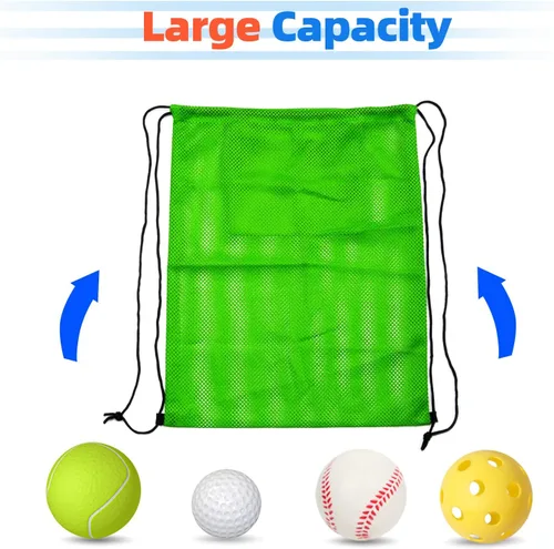 Miniatura 100 de GSE Games & Sports Expert Bolsa de malla con cordón para béisbol, pelotas de pickleball, pelotas de golf, gimnasio, equipo de natación, lavandería