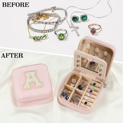 Miniatura 3 de Parima Joyero de viaje - Joyero con iniciales para niñas, joyero de viaje, estuche de viaje para joyería, regalos personalizados para niñas, regalos