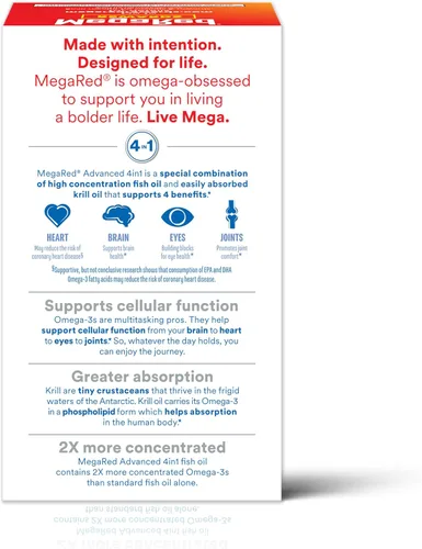 Miniatura 13 de Megared Aceite de pescado omega-3 + aceite de krill de alta absorción 500 mg cápsulas blandas, MegaRed Advanced 4 en 1 (80 unidades en una botella)