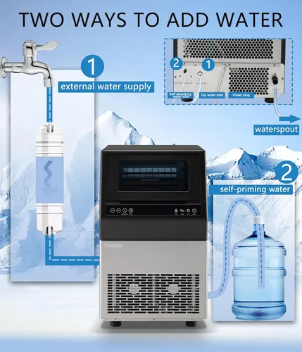 Miniatura 3 de Dessiz Máquina comercial para hacer hielo, 100 libras/24 horas, 45 piezas de acero inoxidable, máquina de hielo independiente para barra de fiesta