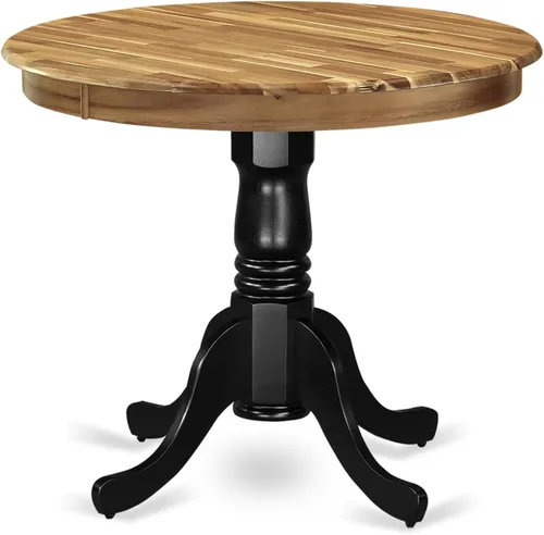 Miniatura 10 de East West Furniture AMT-ABC-TP - Mesa de cocina moderna y antigua, mesa de comedor redonda con base de pedestal, 36 x 36 pulgadas, crema