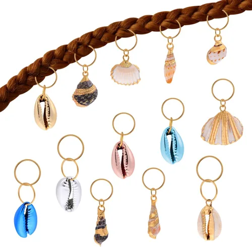 Miniatura 8 de 13 piezas de joyería para el cabello de rastas para mujeres y niñas, accesorios para trenzas, círculos y colgantes, decoraciones de estilo playa