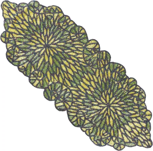 Miniatura 19 de Camino de mesa con cuentas de 13 x 36 pulgadas, elegante centro de mesa de comedor con cuentas de vidrio y parte trasera de poliéster, camino Oro