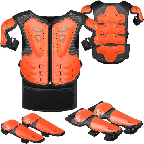 Miniatura 10 de JUSTDOLIFE 5 piezas de equipo de motocross juvenil, chaqueta de protección de armamento de motocicleta, armadura de motocicleta para niños con Azul