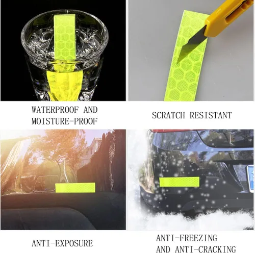 Miniatura 8 de 8 rollos de cinta reflectante de alta visibilidad de 8 colores, calcomanías de seguridad autoadhesivas impermeables para visibilidad nocturna al