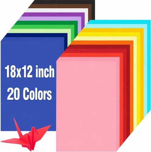 Yahenda 500 piezas de papel de construcción de 12 x 18 pulgadas, varios colores, tarjetas ligeras a granel, papel de construcción de colores grandes