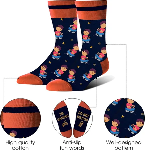 Miniatura 6 de Calcetines divertidos para videojuegos, calcetines novedosos para hombres, mujeres, adolescentes y niños, calcetines de vestir de algodón, regalo