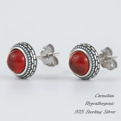 Miniatura 79 de Aretes de plata de ley con piedra natal de cristal real, joyería para mujer, moda occidental 925, envejecida, bohemia, hecha a mano, el mejor regalo