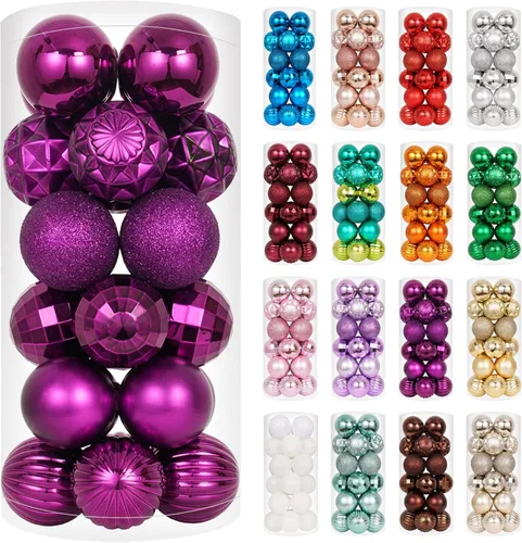 Miniatura 23 de XmasExp - Juego de 24 adornos de bola de Navidad mini irrompibles, adornos para árbol de Navidad, bolas de árbol de Navidad de 30 mm/1.18 pulgadas