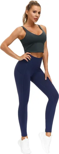 Miniatura 6 de THE GYM PEOPLE Pantalones de yoga gruesos de cintura alta con bolsillos, control de abdomen, leggings de yoga para mujer