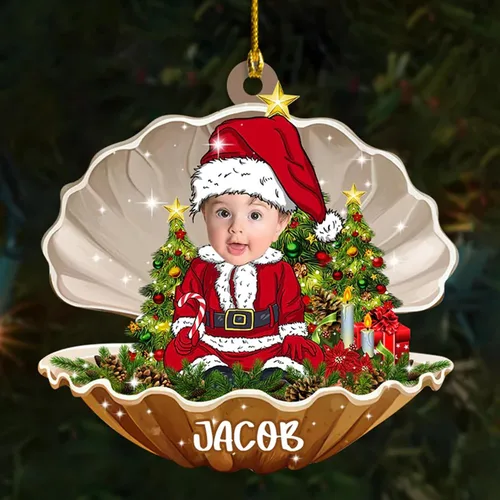 Miniatura 11 de GODLOVER Foto personalizada de bebé con adorno de Navidad de dinosaurio, plano impreso en 2D, adornos de Navidad, regalos de familia, regalo Estilo 1
