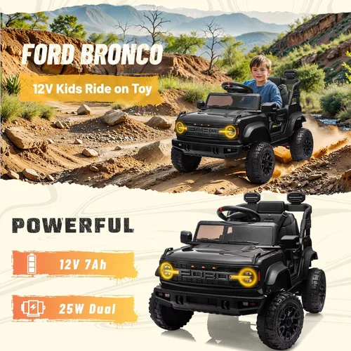 Miniatura 5 de YOFE Juguete de batería de 12V para niños, Ford Bronco Raptor Coche eléctrico para niños con control remoto para padres, camioneta con batería