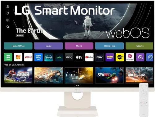 LG 27SR50F-W Monitor inteligente de 27 pulgadas FHD (1920 x 1080), pantalla IPS, webOS 23, HDR 10, x2 altavoces incorporados, AirPlay 2, pantalla