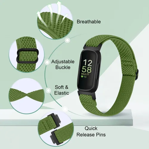 Miniatura 2 de Bandas elásticas de nailon compatibles con Fitbit Inspire 3/Inspire 2/Inspire HR/Inspire/Ace 3/Ace 2, correas elásticas ajustables suaves