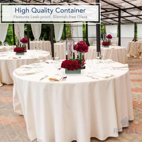 Miniatura 5 de Royal Imports, jarrón decorativo cilíndrico de vidrio reflejado. Sirve como centro de mesa para el hogar o para bodas, Vidrio, Transparente, S
