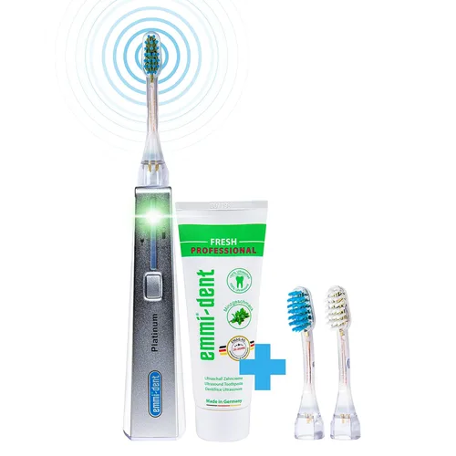 Miniatura 10 de Emmi-dent Cepillo de dientes eléctrico Oral Waver con tecnología 100% de ultrasonido, vibración suave y pasta de dientes nano-burbuja. Ideal