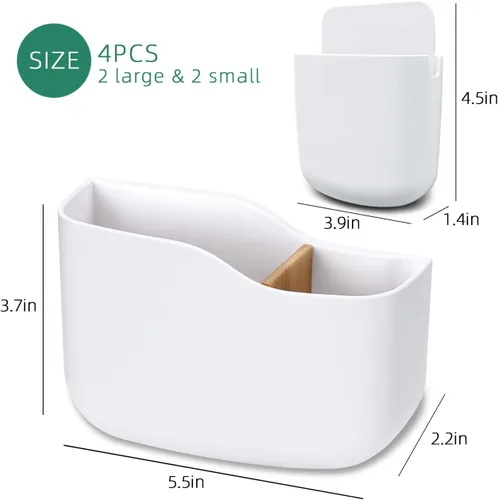 Miniatura 6 de Soporte de pared para control remoto, 4 unidades, soporte para bolígrafo para pared, sin agujeros, autoadhesivo, caja organizadora de almacenamiento