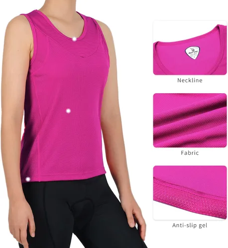 Miniatura 20 de Camiseta sin mangas de ciclismo con espalda cruzada para mujer, para interiores y exteriores, con bolsillos