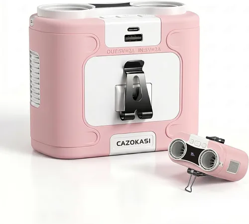 Miniatura 15 de CAZOKASI Ventilador personal con clip para la cintura, recargable, portátil, manos libres, para viajar, trabajar, al aire libre, oficina