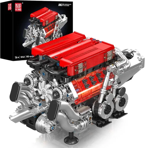 Miniatura 8 de Mould King 10131 W16 Juegos de Bloques de Construcción de Motor, Kit de Modelo de Motor V8 que Funciona, Construye tu Propio Motor Modelo STEM