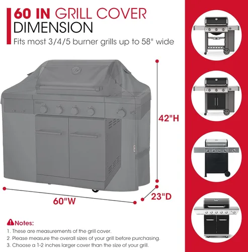 Miniatura 2 de Unicook - Funda para parrilla a gas al aire libre, cubierta de parrilla de 60 pulgadas, protector de barbacoa resistente al agua y a la Gris