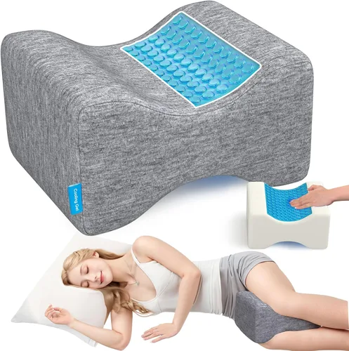 Miniatura 9 de Almohada de rodilla para personas que duermen de lado con gel refrescante, almohada de elevación de espuma viscoelástica para alineación
