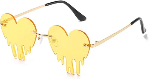 Lentes de sol de corazón derretido para hombres y mujeres, sin montura, irregulares, para fiesta única, lentes de sol de metal para baile de