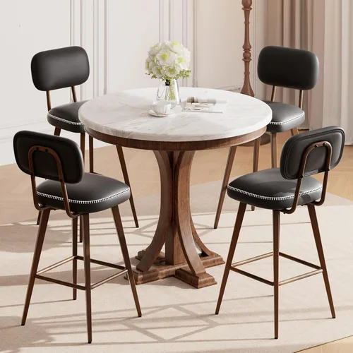Miniatura 35 de MALOL 26“ PU Leather Swivel Bar Stools Set of 2, Mid Century Counter Height Bar Chairs with Low Back and Metal Legs, Modern Bar Stool Chair for
