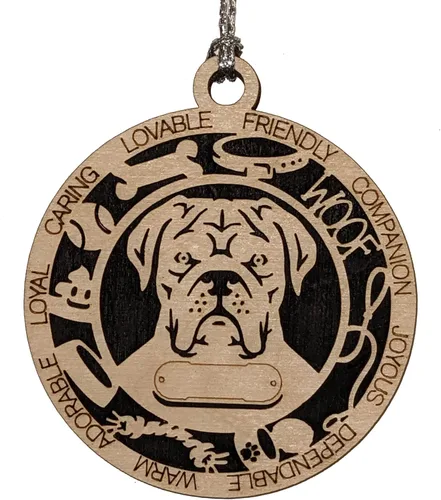 Miniatura 6 de Adorno de Navidad personalizado de madera para perro de 3 pulgadas, nombre y texto personalizables, hecho a mano en Estados Unidos, diseño de corte