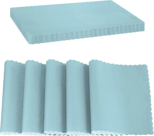 Miniatura 10 de Mantel Individual de Papel Desechable, Negro, Manteles Individuales con Bordes Escalonados, Mantel Individual de Papel Duradero para Decoración