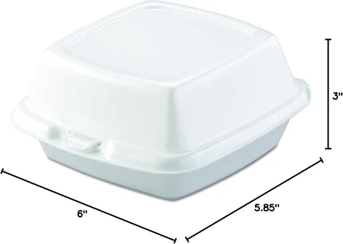 Miniatura 6 de Mr Miracle Recipientes de espuma de 6 x 6 pulgadas, contenedores desechables de espuma de poliestireno para alimentos, tapa con bisagras, 50