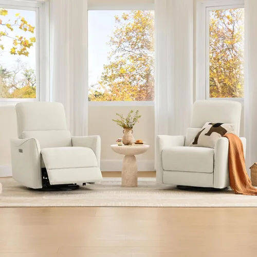 Miniatura 2 de CHITA - Silla reclinable eléctrica giratoria, con certificación FSC, tapizada, para sala de estar, habitación del bebé, sofá reclinable con soporte