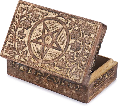 Miniatura 28 de Ajuny Caja Joyero de Madera para Recuerdos de 8 x 5 pulgadas – Cofre Decorativo Hecho a Mano para Hombres y Mujeres, Caja de Almacenamiento