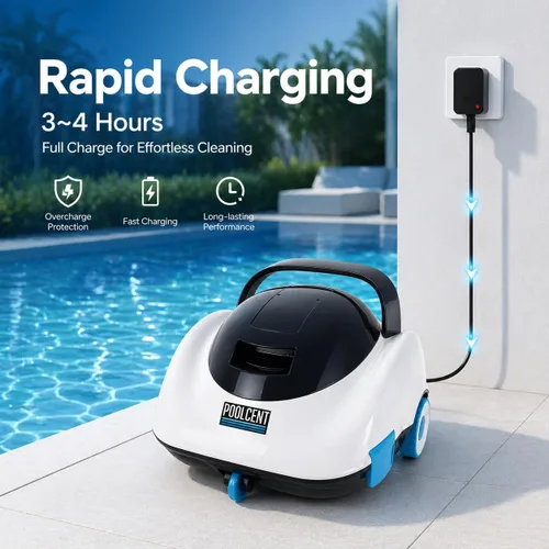 Miniatura 5 de Limpiador robótico de piscina, aspiradora de piscina inalámbrica con potente succión de 19 GPM, tiempo de funcionamiento de 2 horas y carga rápida