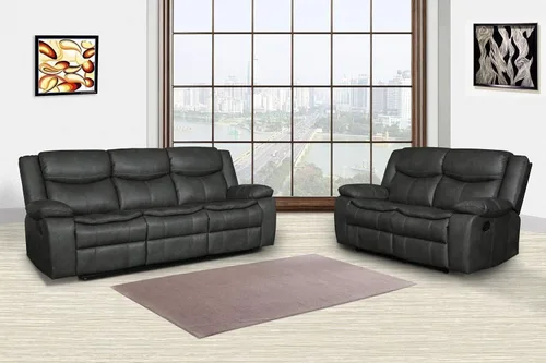 Miniatura 2 de Blackjack Furniture Marsden - Sofá biplaza reclinable de cuero moderno para sala de estar, gris plomo