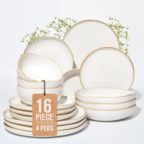Miniatura 51 de Pokini - Juegos de vajilla de gres para cena, juego de platos y cuencos de cerámica, platos de cocina aptos para microondas y lavavajillas, platos